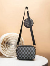 CHECKERED COIN CROSSBODY - BLACK - M120